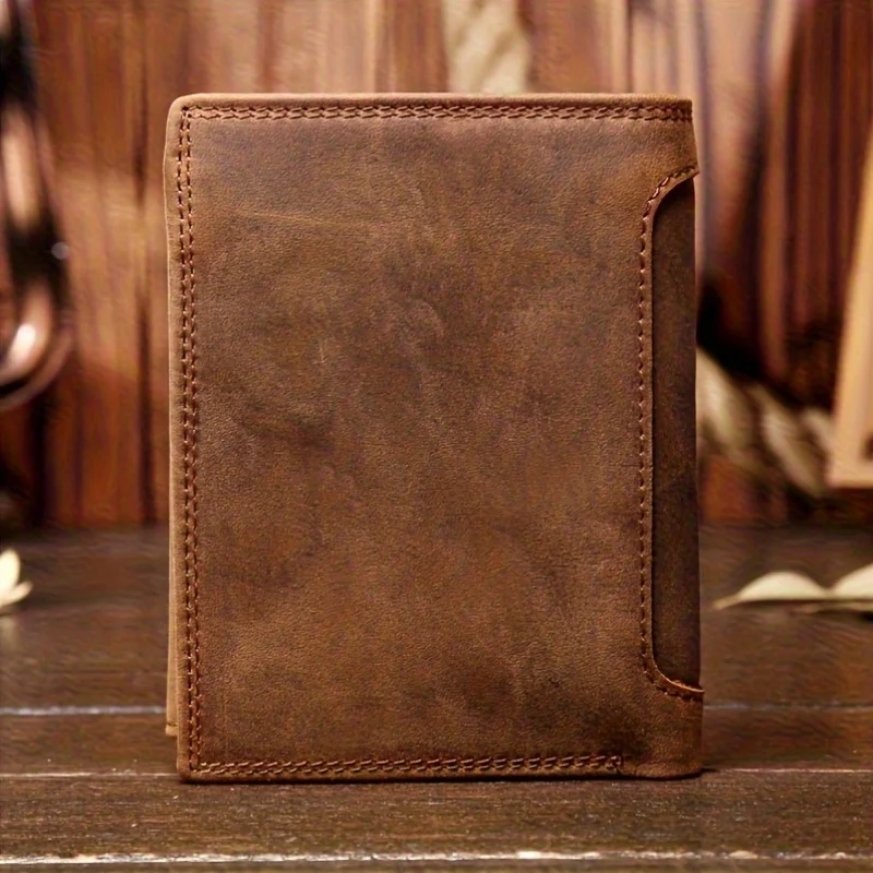 Vintage Men's Genuine Leather Wallet with Multiple Card Slots, Large Capacity Vertical ID Holder & Zippered Compartment
Vintage Men's Genuine Leather Wallet with Multiple Card Slots, Large Capacity Vertical ID Holder & Zippered Compartment