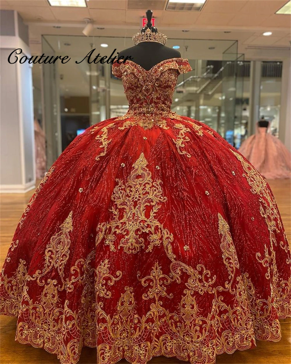 Luxury Red Ball Gown Quinceanera Dresses 2025 Gold Applique Formal Prom Graduation Gowns Lace Up Sweet 15 16 Dress Customized
Luxury Red Ball Gown Quinceanera Dresses 2025 Gold Applique Formal Prom Graduation Gowns Lace Up Sweet 15 16 Dress Customized