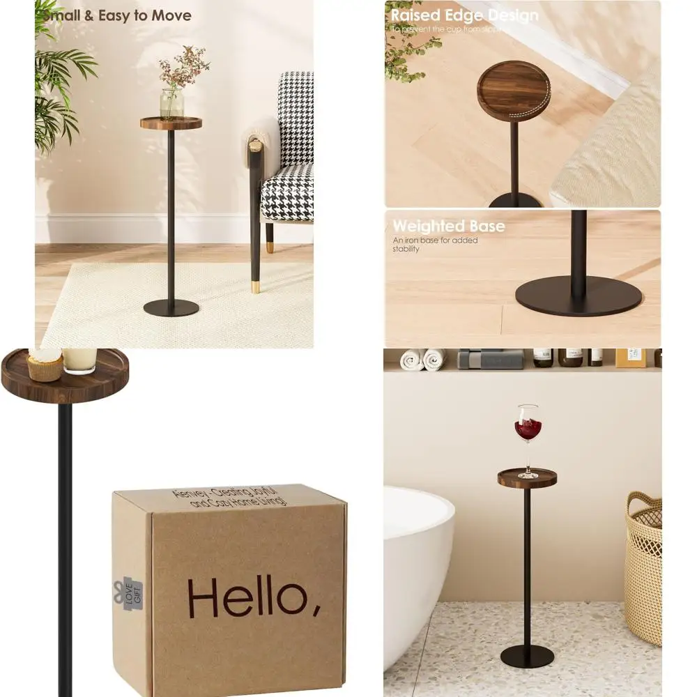 Компактный круглый приставной столик из орехового дерева с металлической подставкой для плотных помещений
Компактный круглый приставной столик из орехового дерева с металлической подставкой для плотных помещений