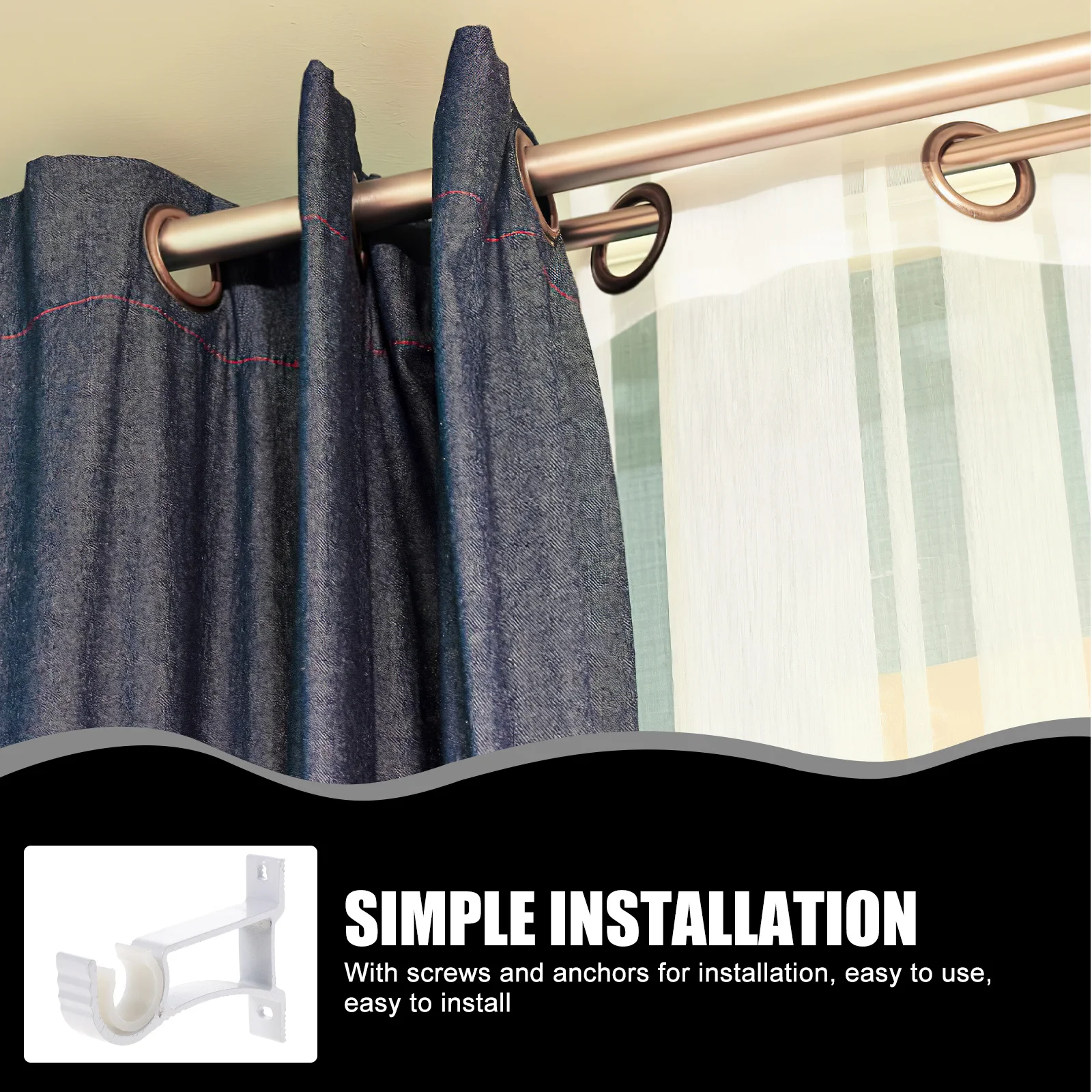 4Pcs Heavy Duty Aluminum Alloy Curtain Rod Brackets Thick Support Bracket for Wall Mount Curtains and Blinds Holder
4Pcs Heavy Duty Aluminum Alloy Curtain Rod Brackets Thick Support Bracket for Wall Mount Curtains and Blinds Holder