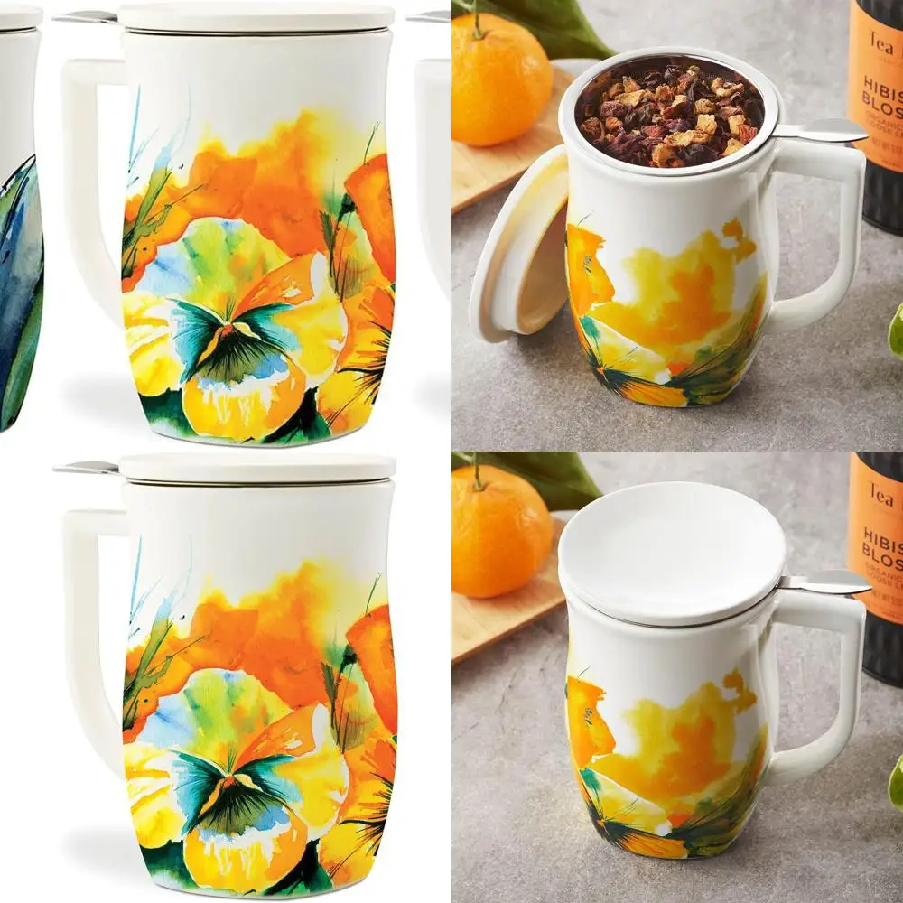 Ceramic Fiore Cup with Handle, Removeable Stainless Steel Infuser Basket and Lid, Steeps 14 oz Loose Leaf Tea, Dishwasher & Micr
Ceramic Fiore Cup with Handle, Removeable Stainless Steel Infuser Basket and Lid, Steeps 14 oz Loose Leaf Tea, Dishwasher & Micr