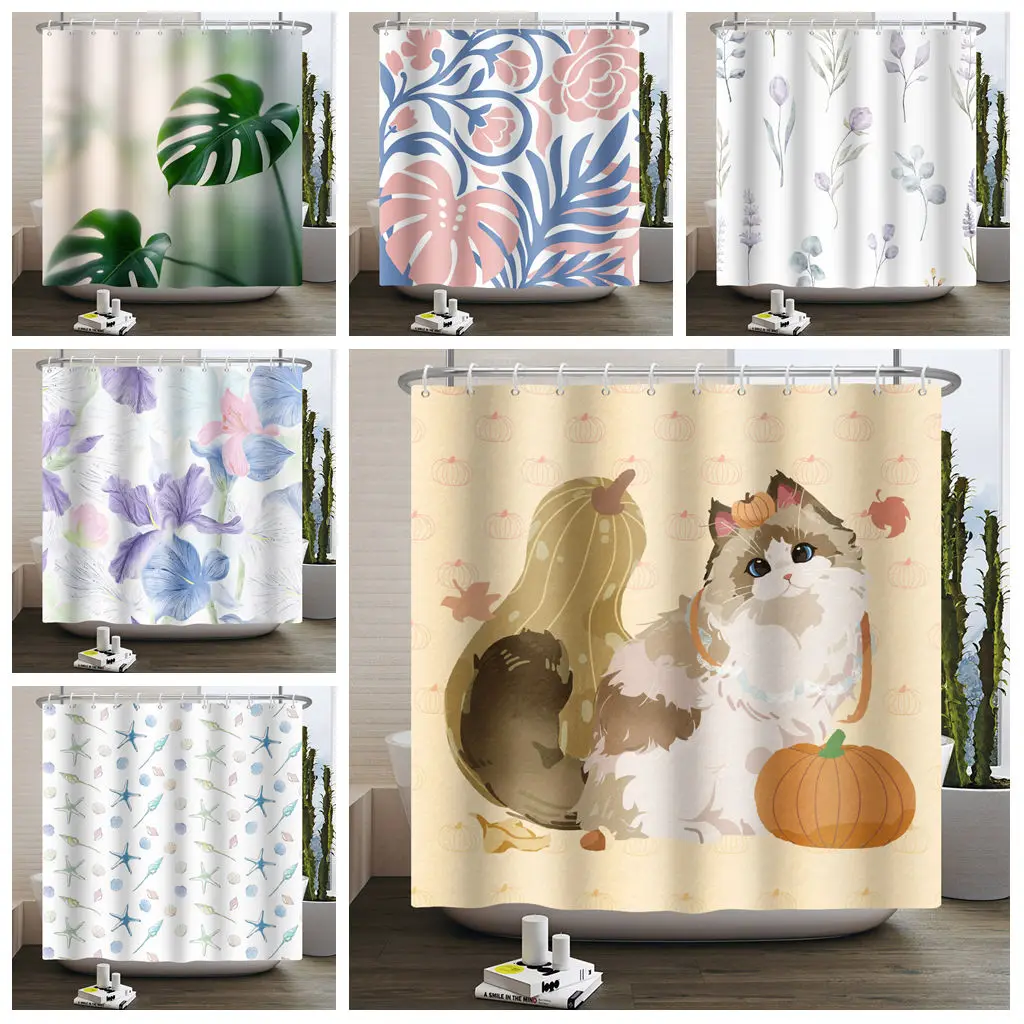Botanical Floral Cat Shower Curtain Waterproof Polyester Fabric Print Bathroom Curtain with 12 Hooks Bath Curtain for Home Decor
Botanical Floral Cat Shower Curtain Waterproof Polyester Fabric Print Bathroom Curtain with 12 Hooks Bath Curtain for Home Decor