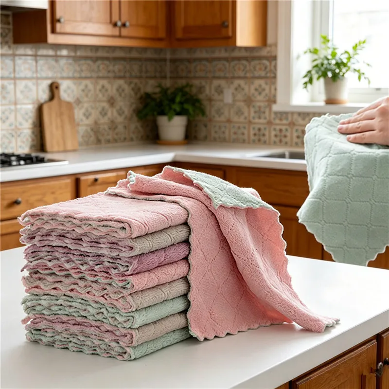 5Pcs/Pack 25x25cm Water Absorbent Kitchen Dishcloth Non-Stick Oil Wipes Scouring Pad Coral Fleece Hand Towels
5Pcs/Pack 25x25cm Water Absorbent Kitchen Dishcloth Non-Stick Oil Wipes Scouring Pad Coral Fleece Hand Towels