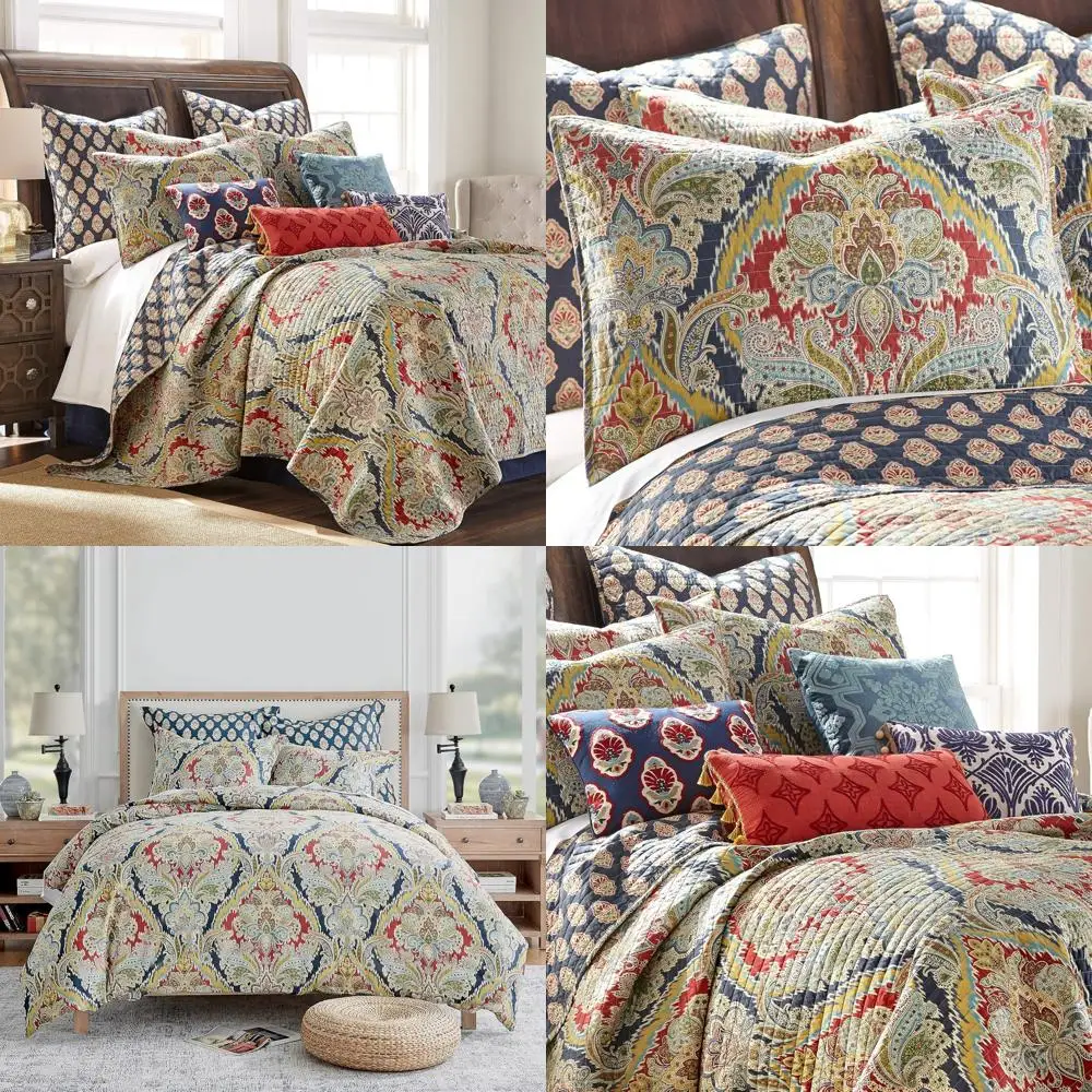Levtex Home Moreno Quilt Set - King/California King Size with Two King Pillow Shams - Traditional Damask Pattern - Colors: Red,
Levtex Home Moreno Quilt Set - King/California King Size with Two King Pillow Shams - Traditional Damask Pattern - Colors: Red,