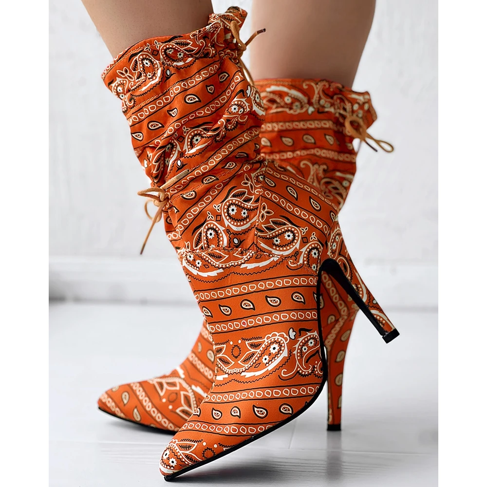 Winter Women Paisley Print Drawstring Stiletto Heel Ankle Boots Casual Pointed Toe Flat Ankle Snow Boots Daily Korean Style
Winter Women Paisley Print Drawstring Stiletto Heel Ankle Boots Casual Pointed Toe Flat Ankle Snow Boots Daily Korean Style