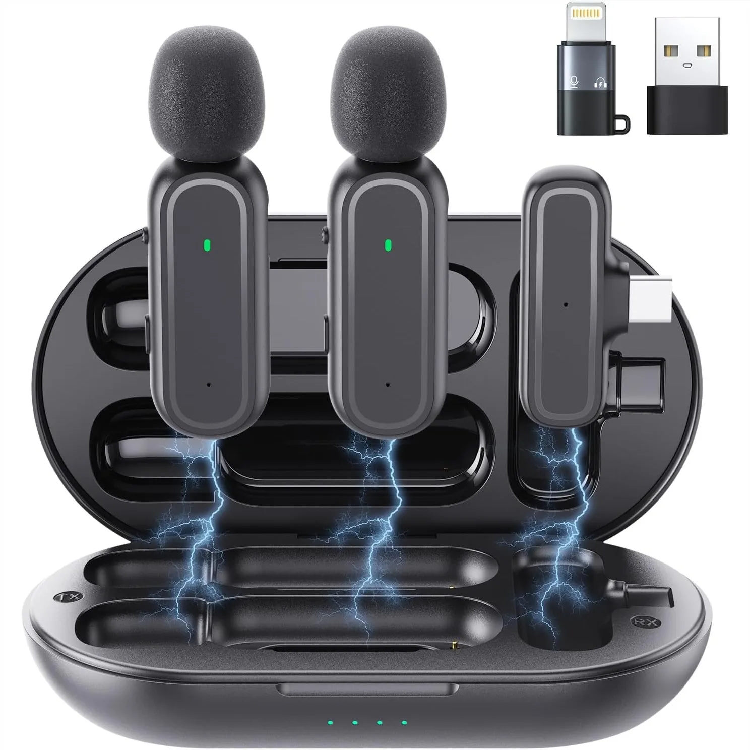 2 Pcs Wireless Lavalier Microphone For iPhone iPad Android PC, Mini Microphone With Charging Case 8H, USB-C Clip-On Mics For Vlogging, Video Recording, Noise Reduction, 65ft
2 Pcs Wireless Lavalier Microphone For iPhone iPad Android PC, Mini Microphone With Charging Case 8H, USB-C Clip-On Mics For Vlogging, Video Recording, Noise Reduction, 65ft