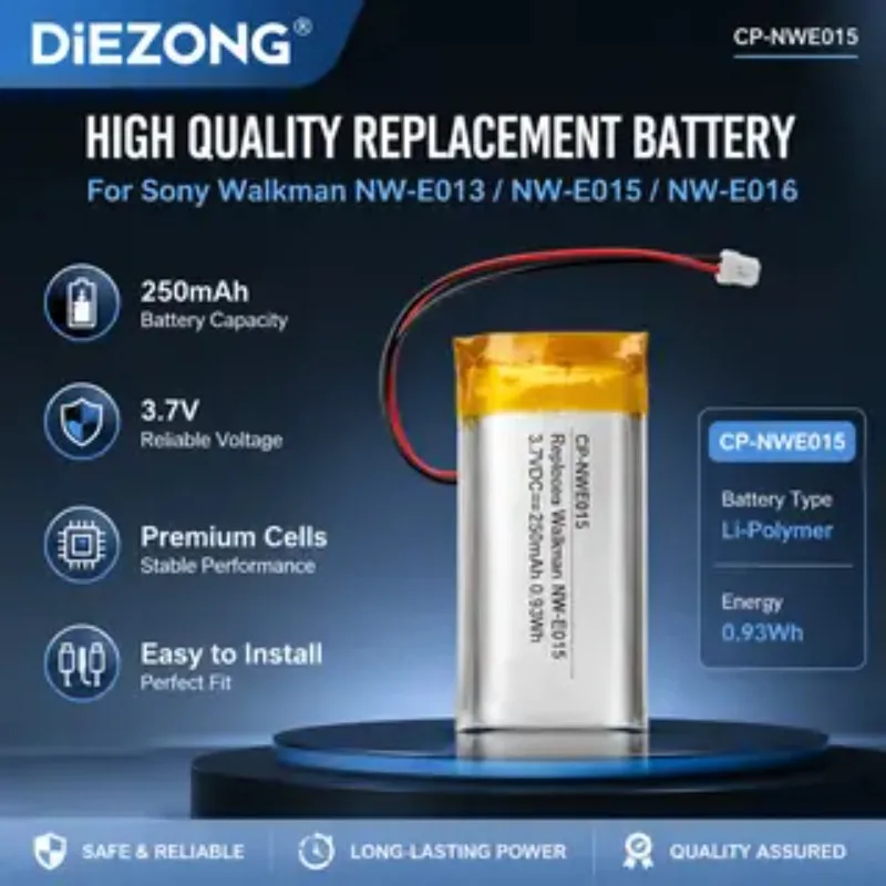 Batería recargable de CP-NWE015 de 3,7 V y 250mAh para Sony Walkman NW-E013 NW-E015 NW-E016, accesorios de baterías para reprodu
Batería recargable de CP-NWE015 de 3,7 V y 250mAh para Sony Walkman NW-E013 NW-E015 NW-E016, accesorios de baterías para reprodu