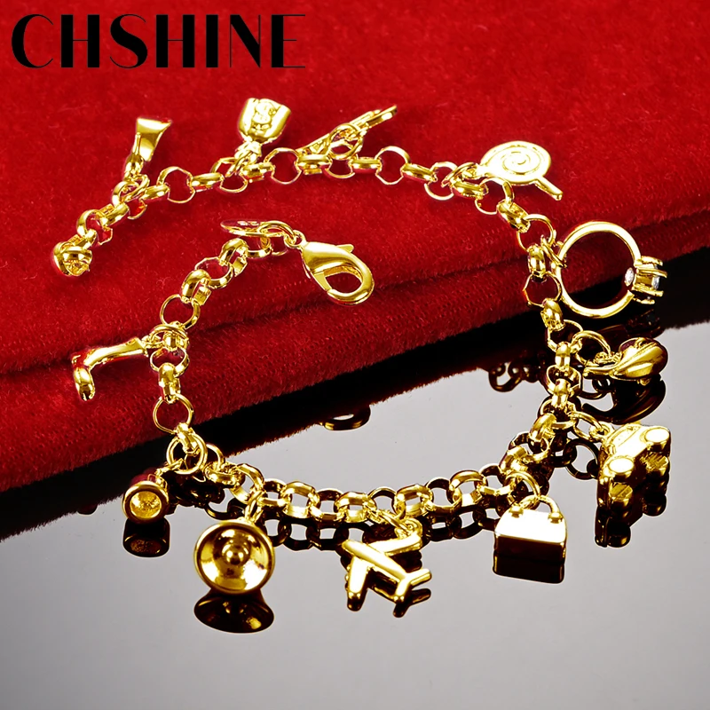 CHSHINE 18K Gold Ring/Lollipop/Guitar/Bag/Car/Airplane Pendant Bracelet For Women Wedding Engagement Party Fashion Charm Jewelry
CHSHINE 18K Gold Ring/Lollipop/Guitar/Bag/Car/Airplane Pendant Bracelet For Women Wedding Engagement Party Fashion Charm Jewelry