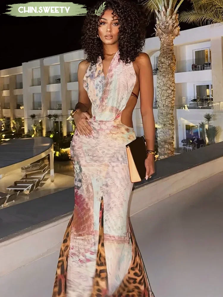 Leopard Print Halter Hollow Out Maxi Dress Women Sexy Deep V Sleeveless Slit Bodycon Long Dresses 2025 New Summer Holiday Robe
Leopard Print Halter Hollow Out Maxi Dress Women Sexy Deep V Sleeveless Slit Bodycon Long Dresses 2025 New Summer Holiday Robe