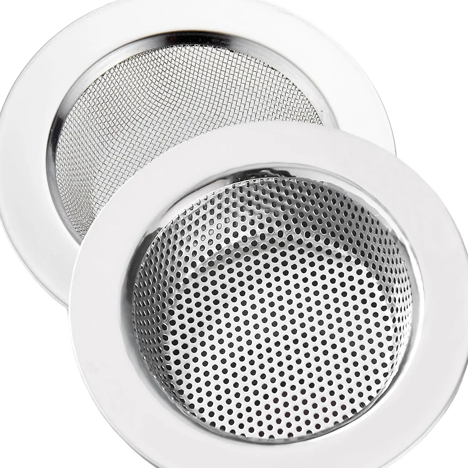 2-Pack Stainless Steel Kitchen Sink Strainer with Mesh and Punching, 4.5" Diameter for Efficient Drainage
2-Pack Stainless Steel Kitchen Sink Strainer with Mesh and Punching, 4.5" Diameter for Efficient Drainage