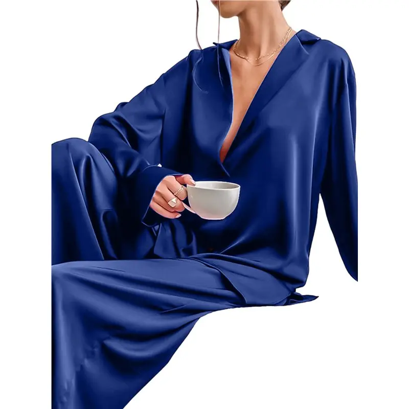 NEW-Women's Notched Collar Long Sleeve Top & Wide Leg Pants Loungewear Set
NEW-Women's Notched Collar Long Sleeve Top & Wide Leg Pants Loungewear Set