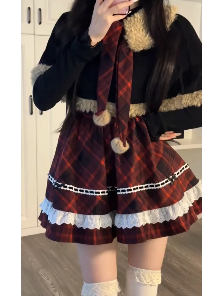Autumn Winter Plaid Dress Coat Set Women's Sweet Style Waist Cinching Slimming School Style Christmas Holiday Two-Piece Set
Autumn Winter Plaid Dress Coat Set Women's Sweet Style Waist Cinching Slimming School Style Christmas Holiday Two-Piece Set