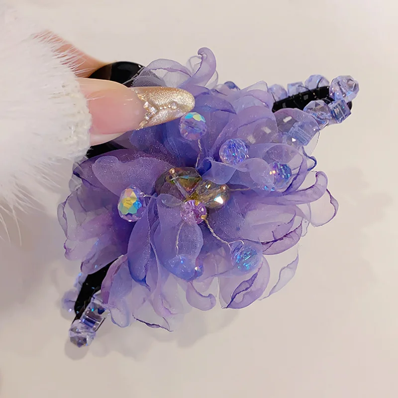 Purple Mesh Flower Grab Clip Hairbands Exquisite Water Diamond Hair Claws Headband Women Back Head Shark Clips Girls Accessories
Purple Mesh Flower Grab Clip Hairbands Exquisite Water Diamond Hair Claws Headband Women Back Head Shark Clips Girls Accessories