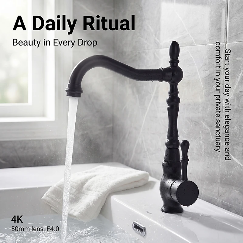 Matte Black Bathroom Faucet, Solid Brass Vintage Single Handle Basin Mixer Tap, Deck Mount Hot Cold Water Lavatory Faucet for Fa
Matte Black Bathroom Faucet, Solid Brass Vintage Single Handle Basin Mixer Tap, Deck Mount Hot Cold Water Lavatory Faucet for Fa