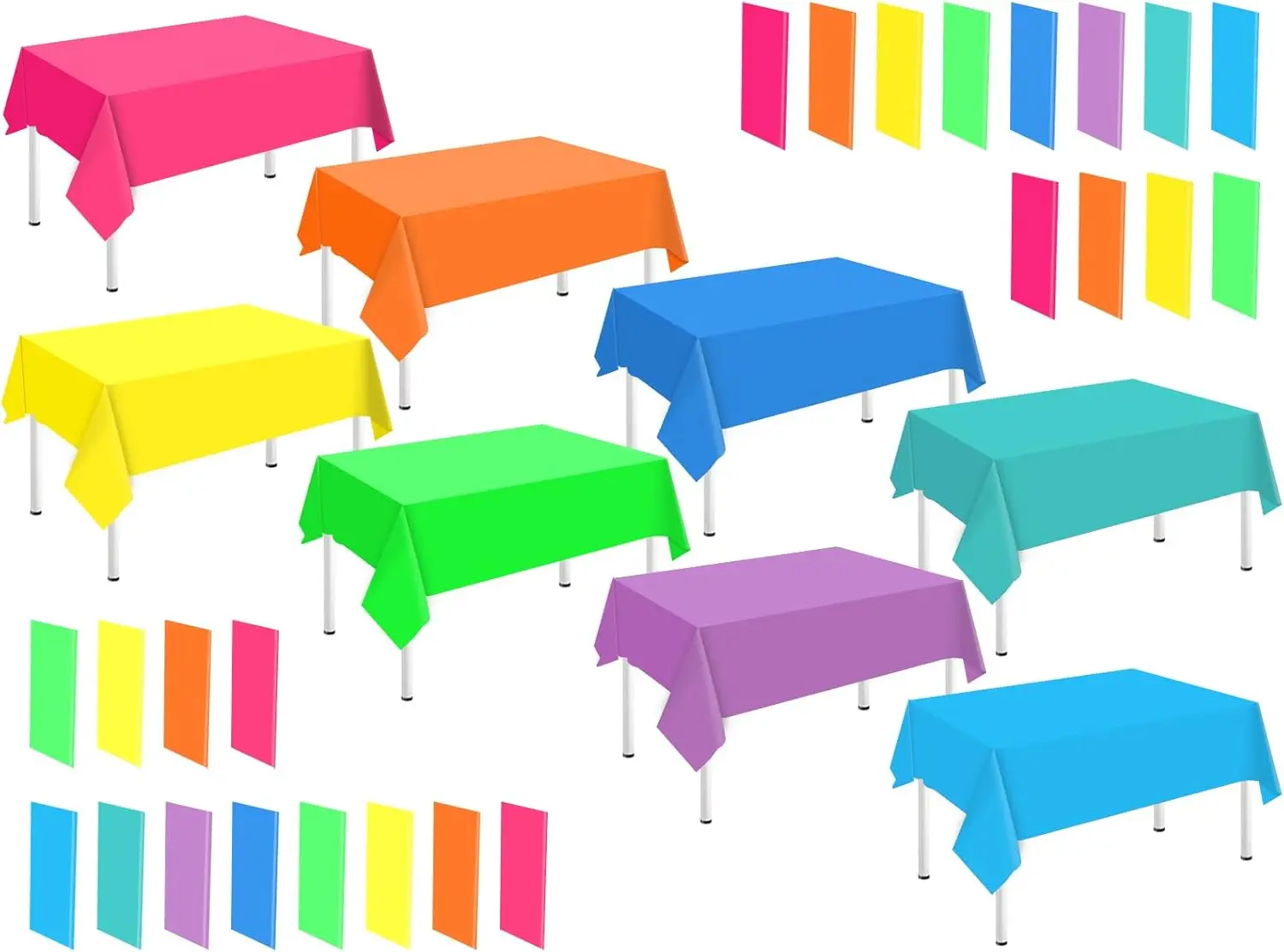 32Pcs Neon Color Plastic Tablecloth 8 Fluorescent Colors Rectangle Table Cover Waterproof Table Cloth for Party Decorati
32Pcs Neon Color Plastic Tablecloth 8 Fluorescent Colors Rectangle Table Cover Waterproof Table Cloth for Party Decorati