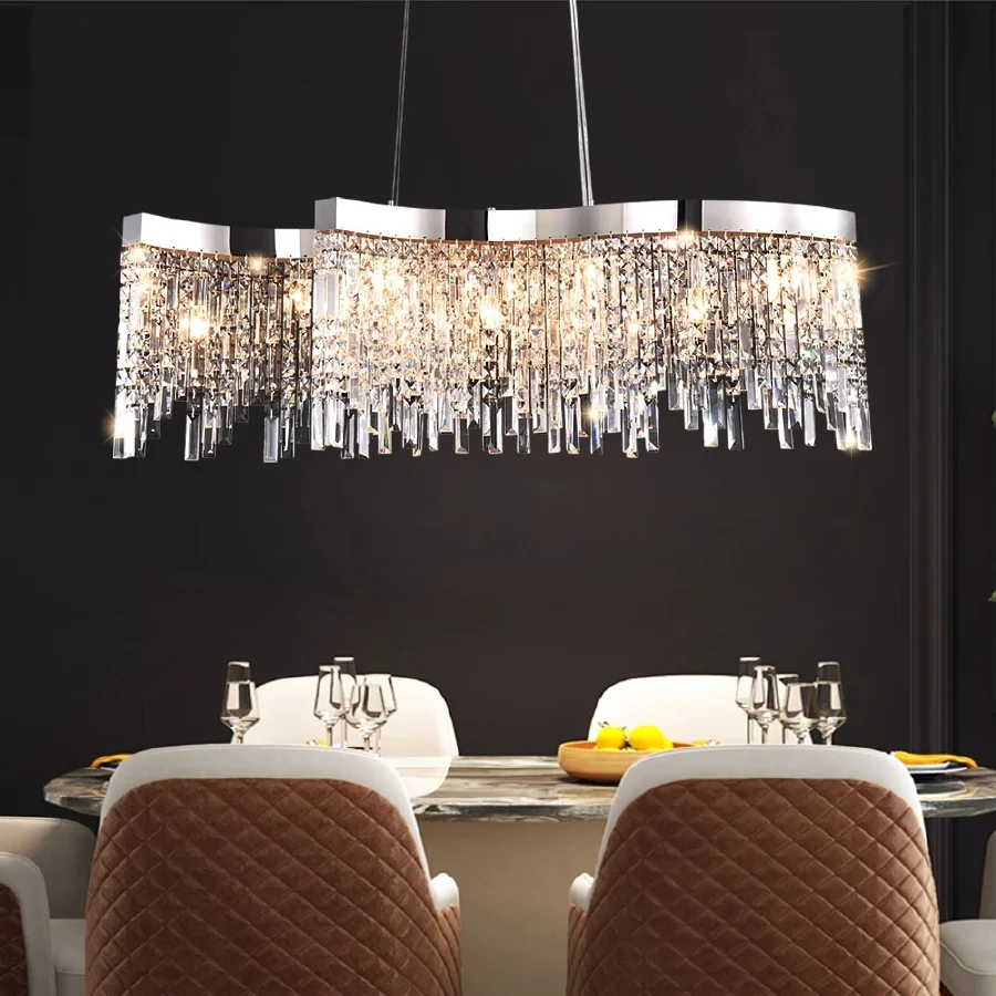 Silver Crystal Chandelier For Dining Room Creative Design Kitchen Hanging Lamp Modern Home Decor Indoor Lighting Luxury Lustre
Silver Crystal Chandelier For Dining Room Creative Design Kitchen Hanging Lamp Modern Home Decor Indoor Lighting Luxury Lustre