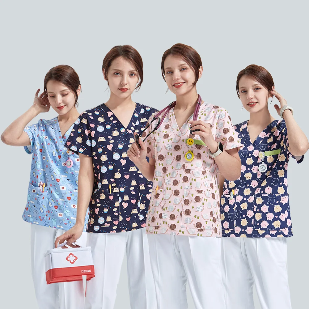 Chlorine Safe Women‘s Printed Scrubs Tops V Neck Nurse Medical Scrub Shirt Workwear Anti-static Surgical Nursing Scrub Tops H158
Chlorine Safe Women‘s Printed Scrubs Tops V Neck Nurse Medical Scrub Shirt Workwear Anti-static Surgical Nursing Scrub Tops H158
