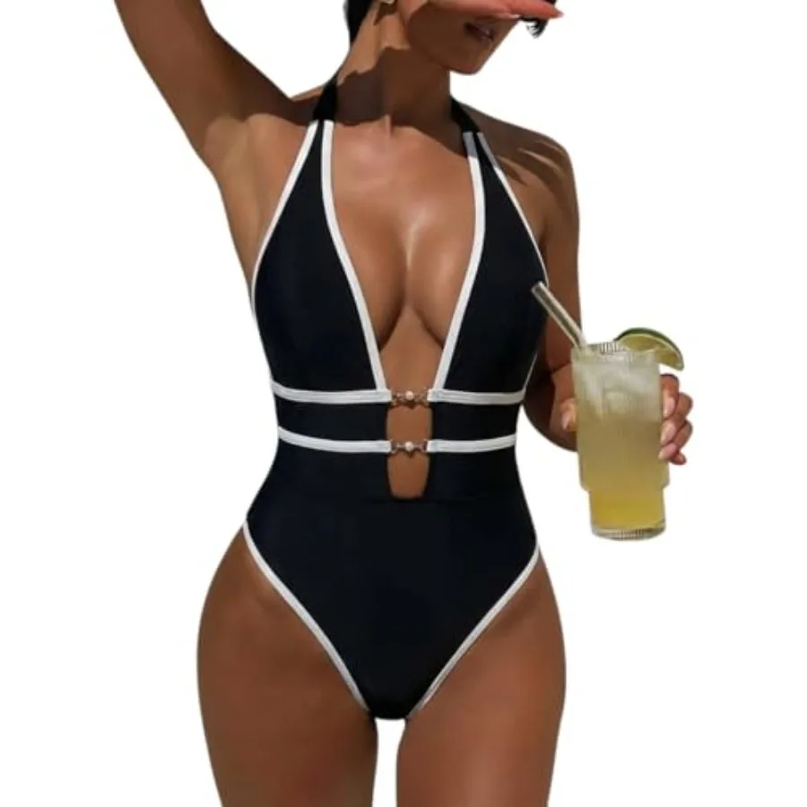 Women's Sexy High Cut Cheeky One Pcs Swimsuits Monokini Plunge V Neck Halter Bathing Suit Summer Beach Pool Party
Women's Sexy High Cut Cheeky One Pcs Swimsuits Monokini Plunge V Neck Halter Bathing Suit Summer Beach Pool Party