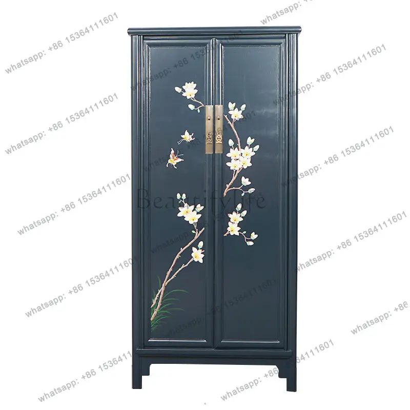 New Chinese solid wood large-capacity hand-painted navy blue wardrobe retro simple locker
New Chinese solid wood large-capacity hand-painted navy blue wardrobe retro simple locker