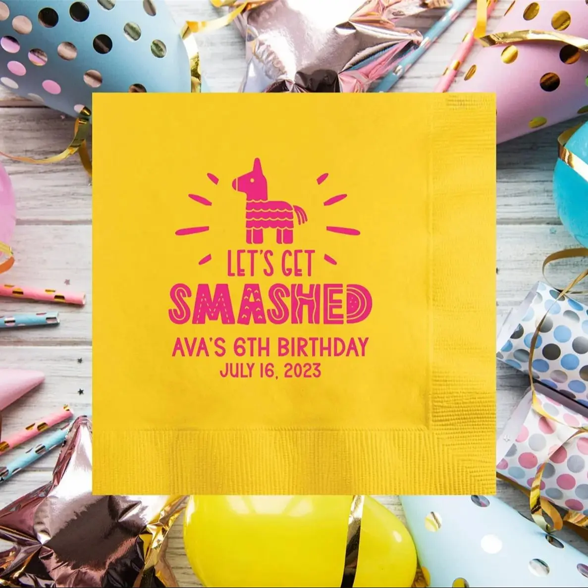 50pcs Let's Get Smashed Custom Birthday Party Napkins, Personalized Fiesta Party, Fiesta Cocktail Printed Napkins, Bachelorette
50pcs Let's Get Smashed Custom Birthday Party Napkins, Personalized Fiesta Party, Fiesta Cocktail Printed Napkins, Bachelorette