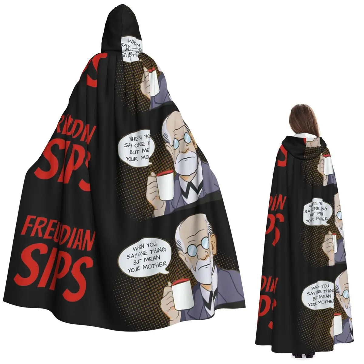 Freudian Sips- психологический дизайн, длинный плащ с капюшоном, средневековый костюм ведьмы, накидка для косплея, пальто на Хэллоуин для взрослых, унисекс
Freudian Sips- психологический дизайн, длинный плащ с капюшоном, средневековый костюм ведьмы, накидка для косплея, пальто на Хэллоуин для взрослых, унисекс