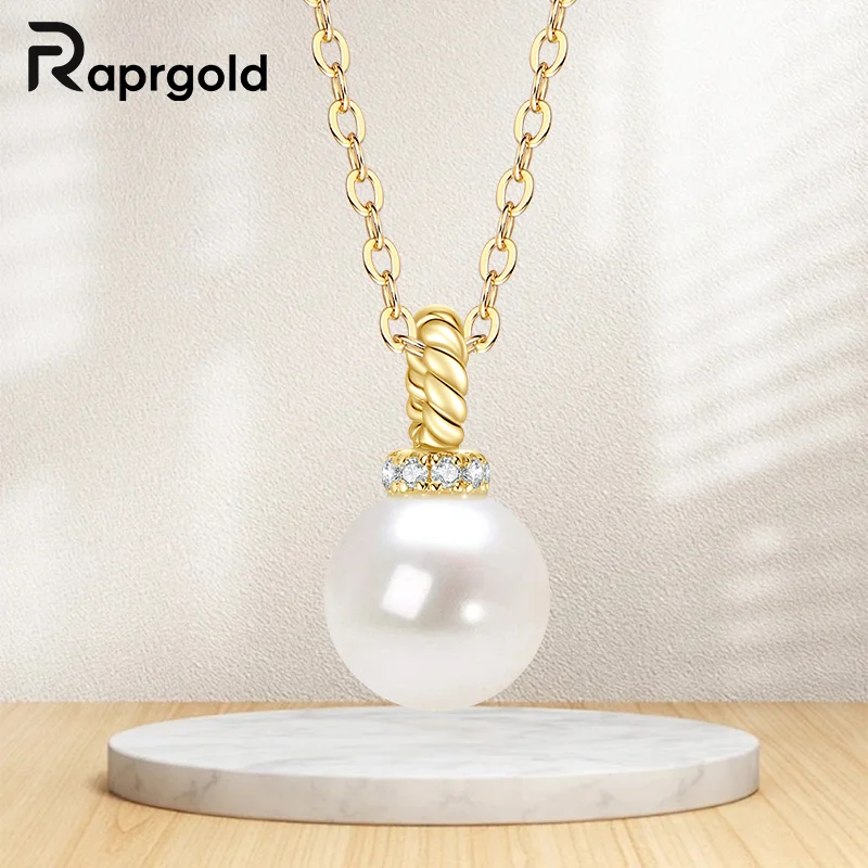 RAPRGOLD 7-7.5mm Natural Fresh Water Pearl Round Pendant Necklace S925 Sterling Silver Beads Chains For Women Fine Jewelry Gifts
RAPRGOLD 7-7.5mm Natural Fresh Water Pearl Round Pendant Necklace S925 Sterling Silver Beads Chains For Women Fine Jewelry Gifts
