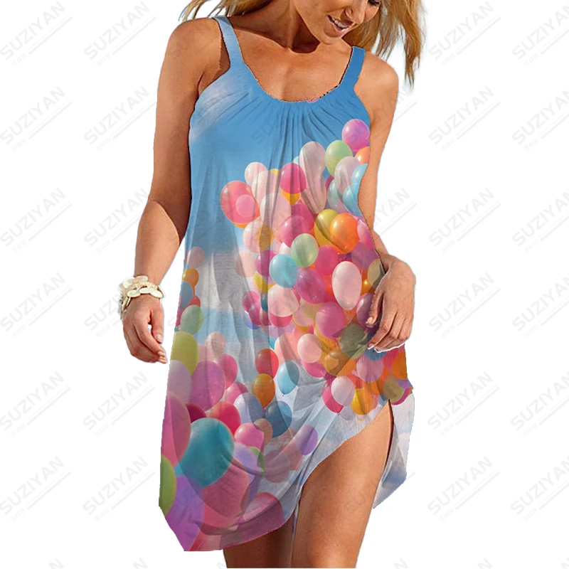 Women's Loose Casual Oversized Dress Colorful Balloon 3D Printed Spaghetti Strap Dress Summer Outdoor Fashion Comfortable Dress
Women's Loose Casual Oversized Dress Colorful Balloon 3D Printed Spaghetti Strap Dress Summer Outdoor Fashion Comfortable Dress