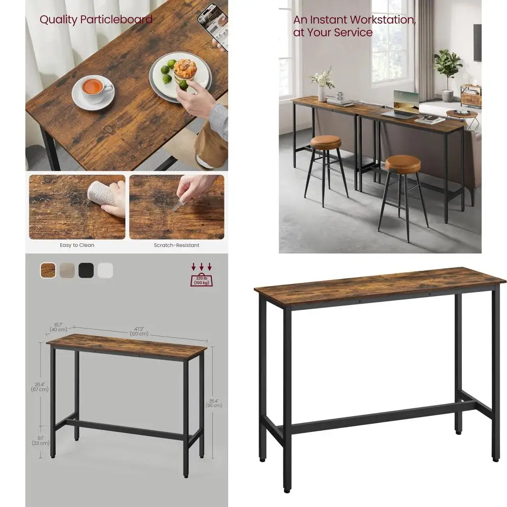 Барный стол в индустриальном стиле с металлическим каркасом, цвета рустик-коричневый и чернильно-черный, 15,7 x 47,2 x 35,4, узкий, для кухни и столовой
Барный стол в индустриальном стиле с металлическим каркасом, цвета рустик-коричневый и чернильно-черный, 15,7 x 47,2 x 35,4, узкий, для кухни и столовой