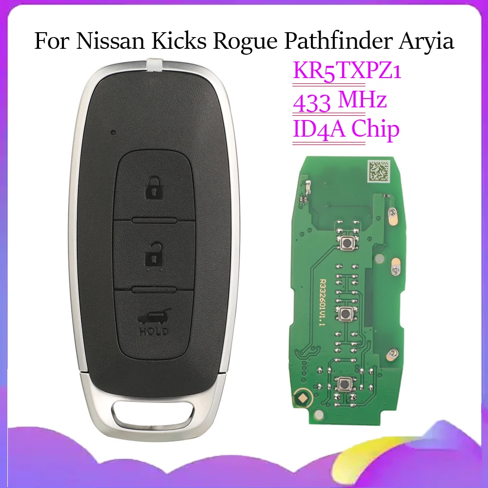 jingyuqin New Remote Car Key KR5TXPZ1 433MHz ID4A Chip For Nissan Kicks Rogue Pathfinder Aryia 2022 2023
jingyuqin New Remote Car Key KR5TXPZ1 433MHz ID4A Chip For Nissan Kicks Rogue Pathfinder Aryia 2022 2023