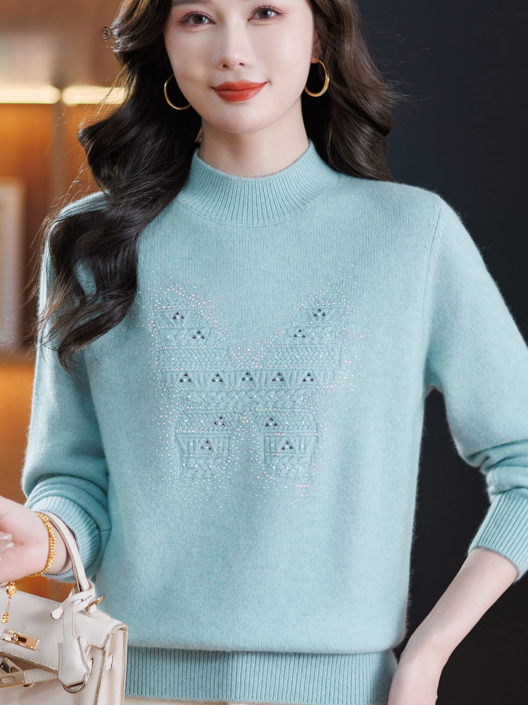 Faionable Thiened Camere, женский свитер с высоким воротником, теплый топ, шерстяной трикотаж для мамы, Sle
Faionable Thiened Camere, женский свитер с высоким воротником, теплый топ, шерстяной трикотаж для мамы, Sle