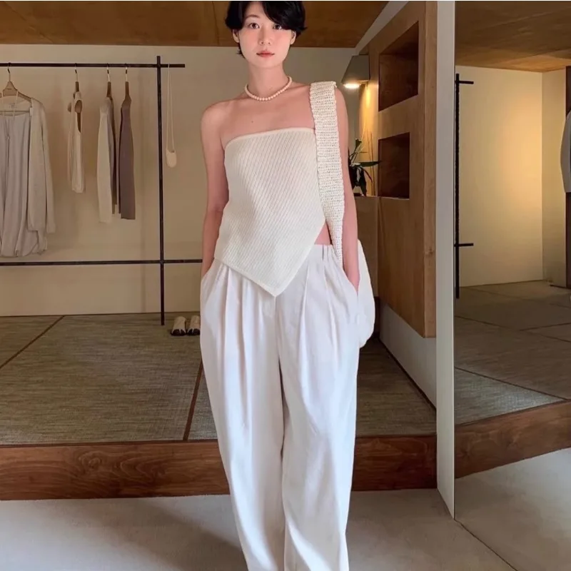Spring New Korean Dongdaemun Drawstring Irregular Strapless Vest + Pleated Loose and Fashionable Casual Pants Personality Style
Spring New Korean Dongdaemun Drawstring Irregular Strapless Vest + Pleated Loose and Fashionable Casual Pants Personality Style