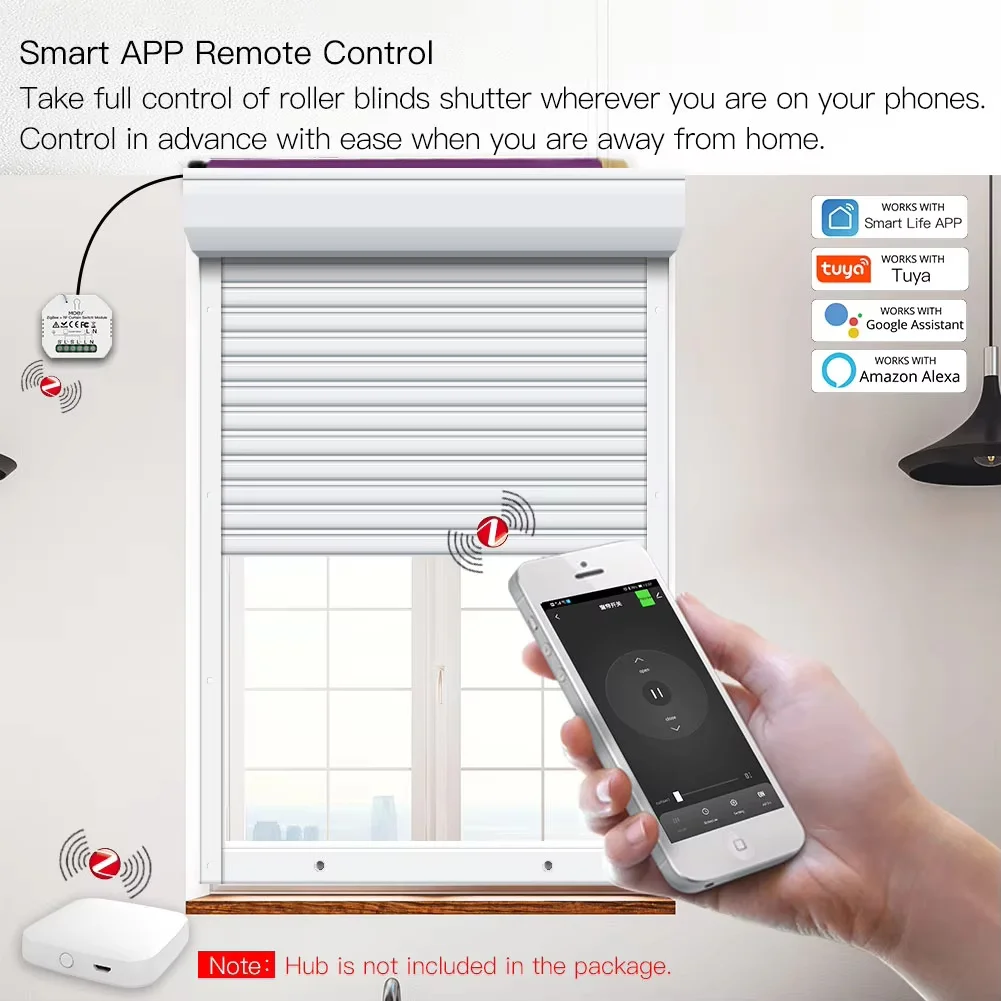 Smart RF433 Curtain Switch MOES ZigBee DIY Module For Motorized Roller Shutter Blinds Motor Smart Life APP Alexa Google Home