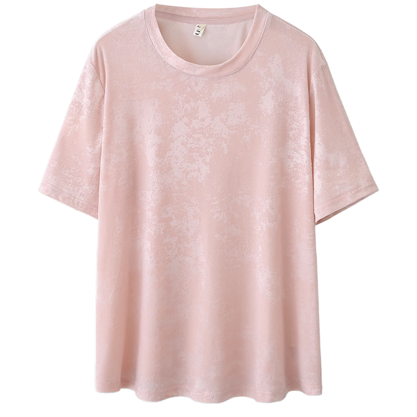2026 Summer Plus Size Curvy Women Velvet Jacquard Elastic Crew Neck Versatile Short Sleeve Casual Slim T-Shirt Tops 121
2026 Summer Plus Size Curvy Women Velvet Jacquard Elastic Crew Neck Versatile Short Sleeve Casual Slim T-Shirt Tops 121