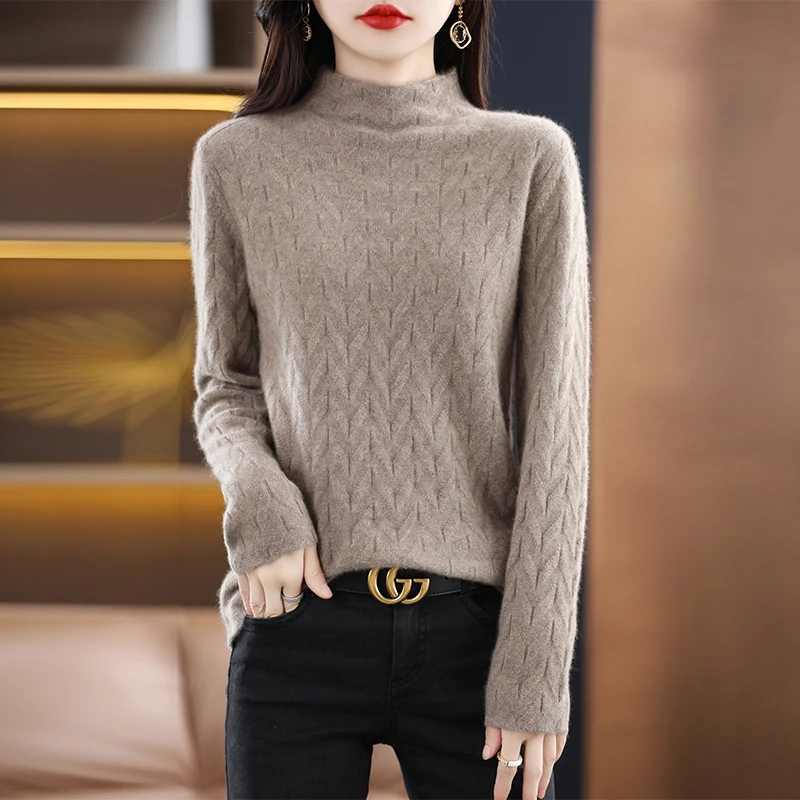 100% Pure Wool Women's High Neck Sweater 2022 Autumn Winter New Knitted Pullover Korean Fashion Soft Thickened Top
100% Pure Wool Women's High Neck Sweater 2022 Autumn Winter New Knitted Pullover Korean Fashion Soft Thickened Top