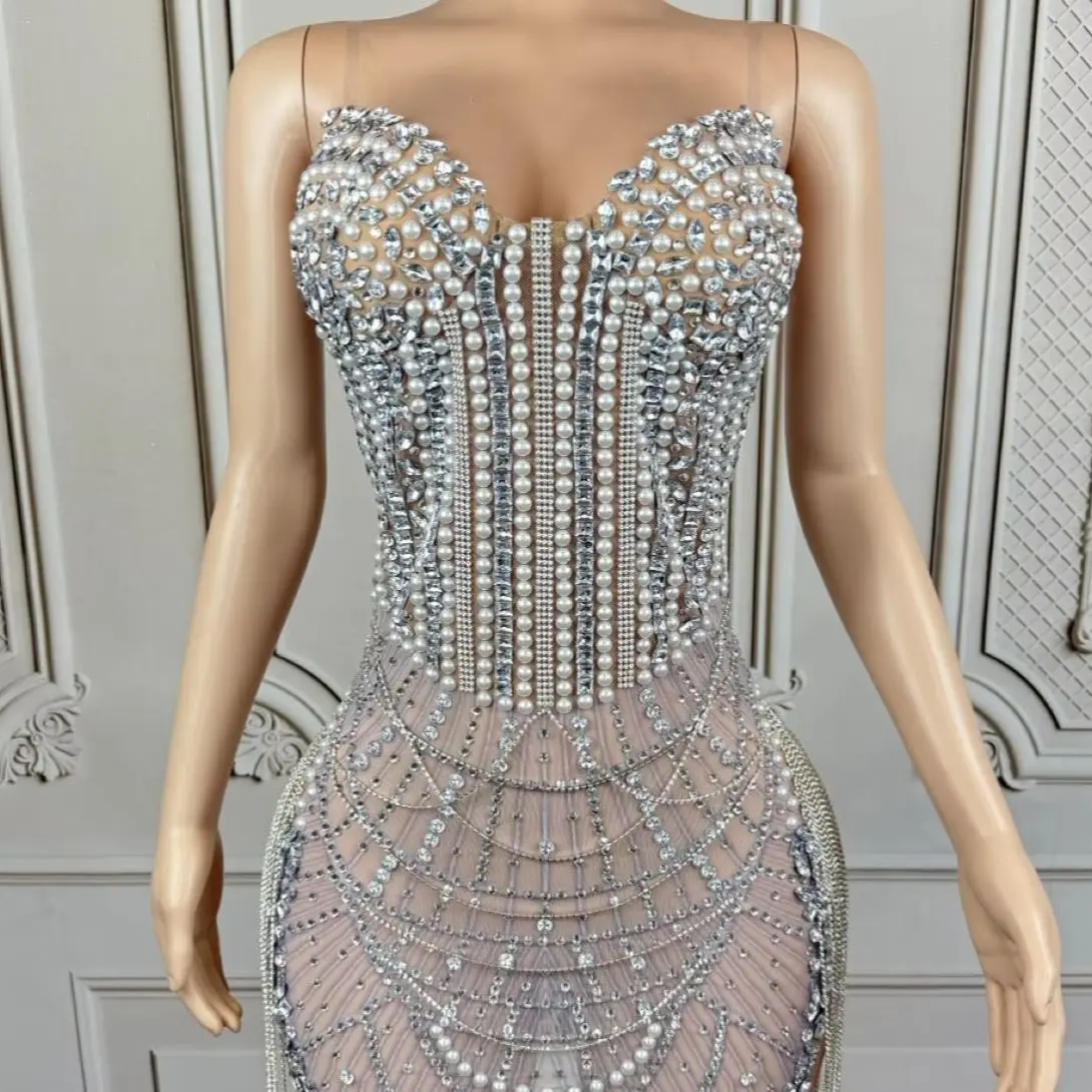 Beike High-end Pearls Sparkly Short Dress Elegant Ladies Prom See Through Mesh Cocktail Mini Dresses Sleeveless Sexy Women Outfi
Beike High-end Pearls Sparkly Short Dress Elegant Ladies Prom See Through Mesh Cocktail Mini Dresses Sleeveless Sexy Women Outfi