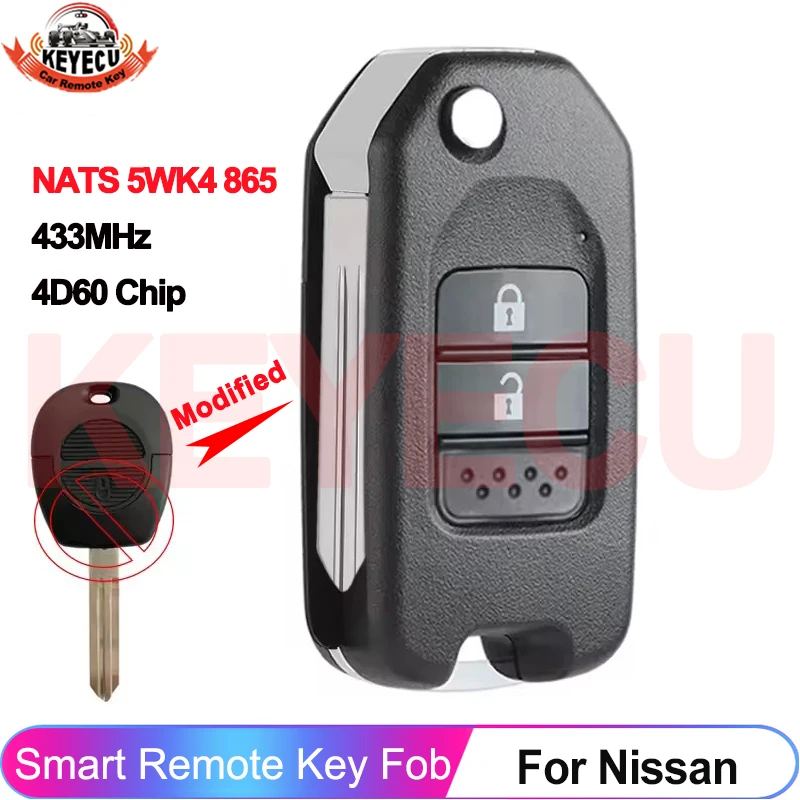 Модернизированный дистанционный ключ KEYECU NATS 5WK4 865, для Nissan Almera Micra Primera Patrol X-Trail Terrano Pulsar Navara, чип 433 МГц 4D60
Модернизированный дистанционный ключ KEYECU NATS 5WK4 865, для Nissan Almera Micra Primera Patrol X-Trail Terrano Pulsar Navara, чип 433 МГц 4D60