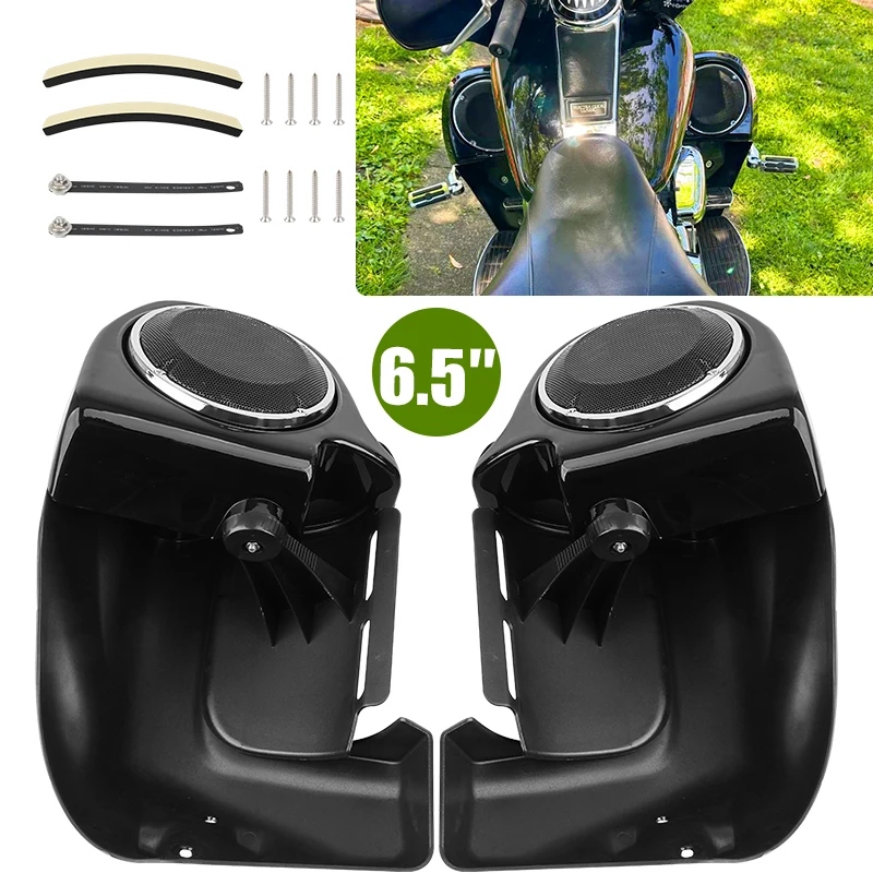 Vivid Black 6.5" Speaker Box Pod Motorcycle Lower Leg Warmer Vented Fairing For Harley Touring Road King Street Glide 1983-2013
Vivid Black 6.5" Speaker Box Pod Motorcycle Lower Leg Warmer Vented Fairing For Harley Touring Road King Street Glide 1983-2013