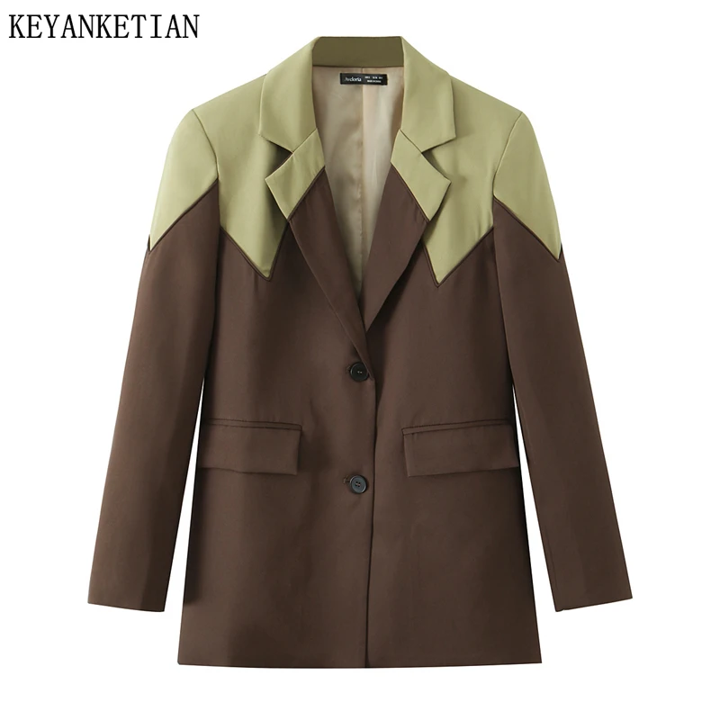 Женский пиджак KEYANKETIAN 2026, весенняя новинка, геометрический, с цветовыми блоками, однобортный, свободный, для офиса, верхняя одежда
Женский пиджак KEYANKETIAN 2026, весенняя новинка, геометрический, с цветовыми блоками, однобортный, свободный, для офиса, верхняя одежда