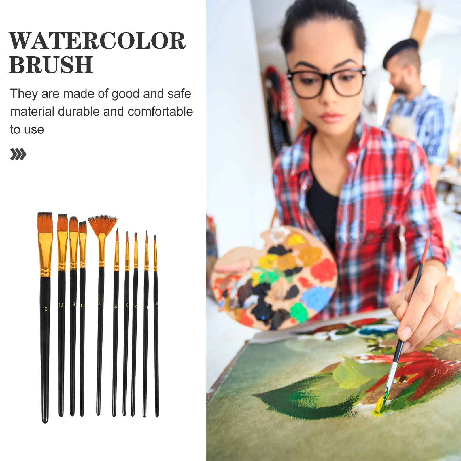 10pcs Paint Brush Set Watercolor Oil Acrylic Brushes for Adults Kids Nylon Hair Gouache Painting Supplies Artist Tools
10pcs Paint Brush Set Watercolor Oil Acrylic Brushes for Adults Kids Nylon Hair Gouache Painting Supplies Artist Tools