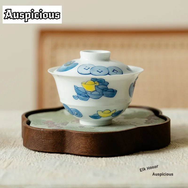 90ml Pure Hand-painted Gold Ingot Gaiwan Retro Tea Tureen Tea Bowl With Lid Kit Tea Brewing Cover Bowl Tea Ceremony Craft Gifts
90ml Pure Hand-painted Gold Ingot Gaiwan Retro Tea Tureen Tea Bowl With Lid Kit Tea Brewing Cover Bowl Tea Ceremony Craft Gifts