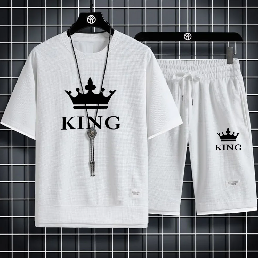 Summer KING printed jogging suit for men and women quick drying breathable outdoor fitness 2-piece casual wear
Summer KING printed jogging suit for men and women quick drying breathable outdoor fitness 2-piece casual wear