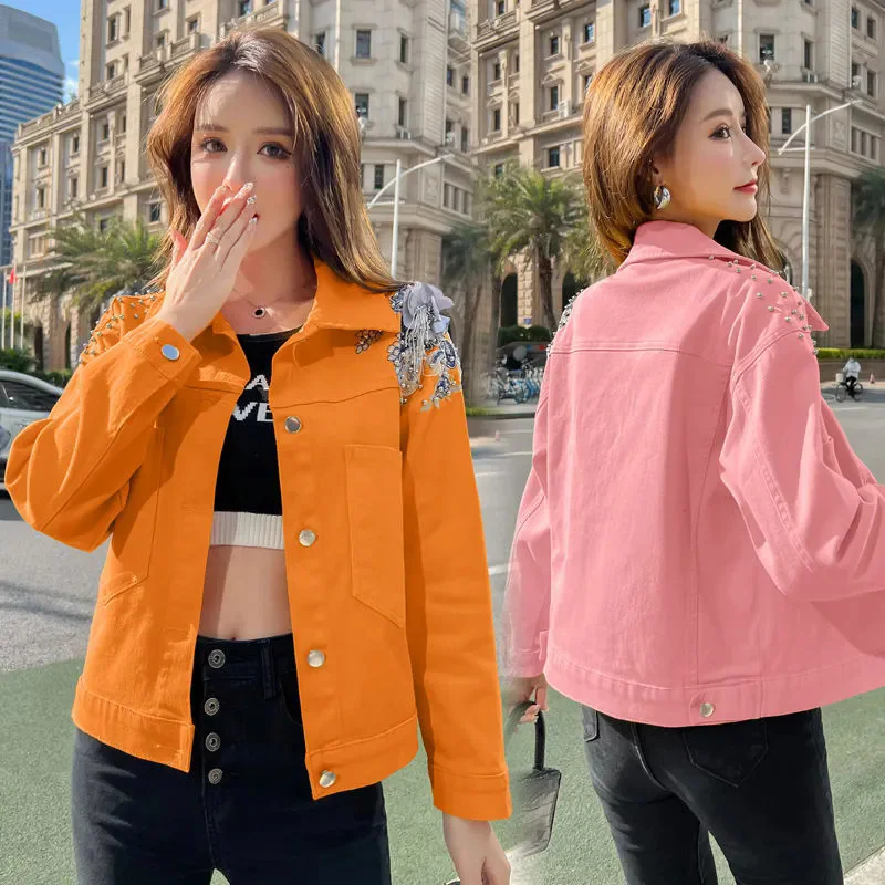 New 2025 Denim Coat Jacket Women Spring Autumn Korean Fashion Polychrome Cowboy Jacket Mujer Feminina Large Size Outerwear Top
New 2025 Denim Coat Jacket Women Spring Autumn Korean Fashion Polychrome Cowboy Jacket Mujer Feminina Large Size Outerwear Top