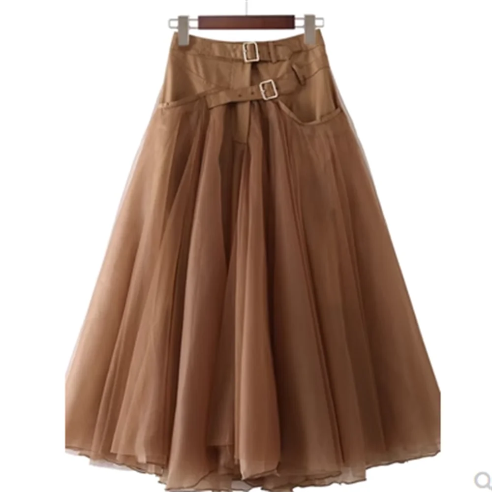 high-waisted skirt spring and autumn long style fashion spliced mesh half-length skirt
high-waisted skirt spring and autumn long style fashion spliced mesh half-length skirt