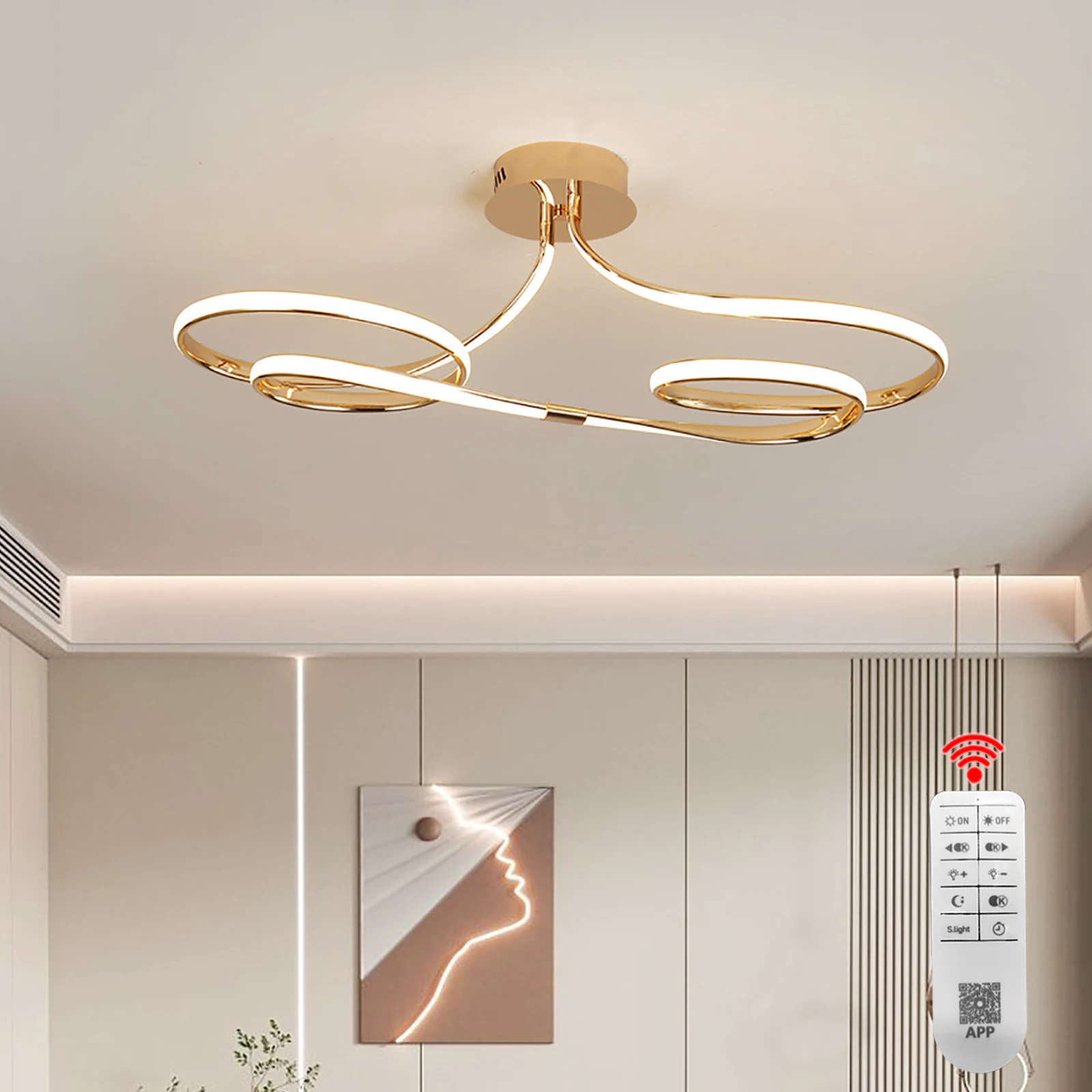 Modern Ceiling Lamp,Dimmable Ceiling Chandelier,Ceiling Lights For Living Room Bedroom Kitchen lustre L75cm 28W, W/Remote Contro
Modern Ceiling Lamp,Dimmable Ceiling Chandelier,Ceiling Lights For Living Room Bedroom Kitchen lustre L75cm 28W, W/Remote Contro