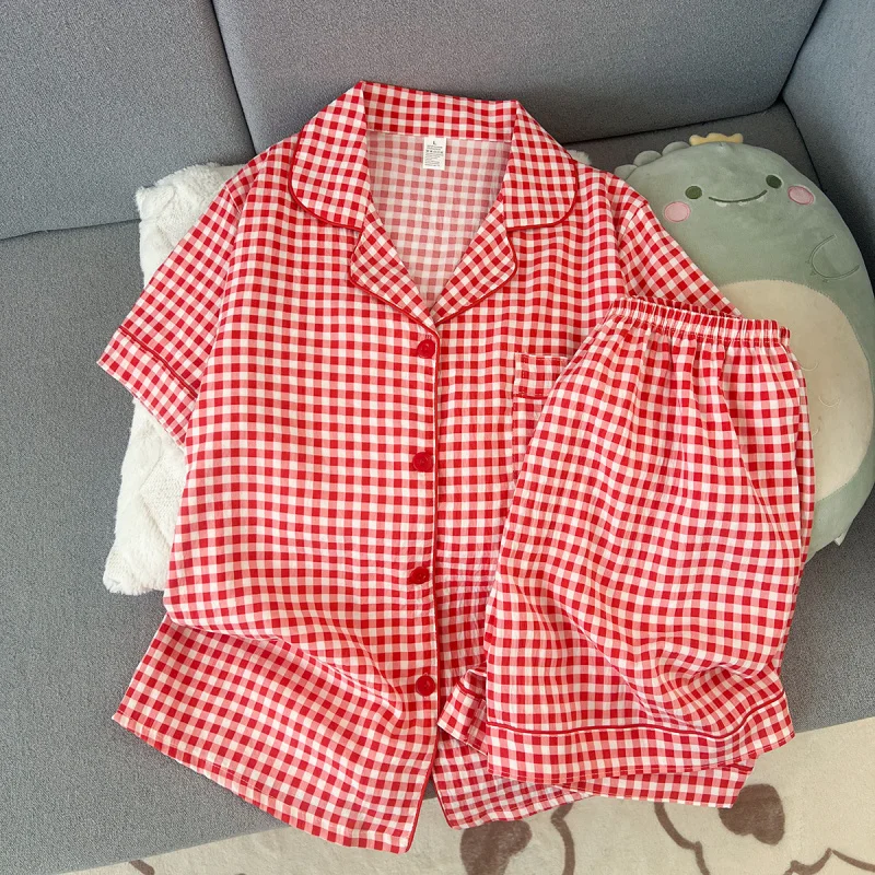 2Summer short-sleeve pajama set for women, comfortable and trendy, shorts can be worn outside, home wear set
2Summer short-sleeve pajama set for women, comfortable and trendy, shorts can be worn outside, home wear set