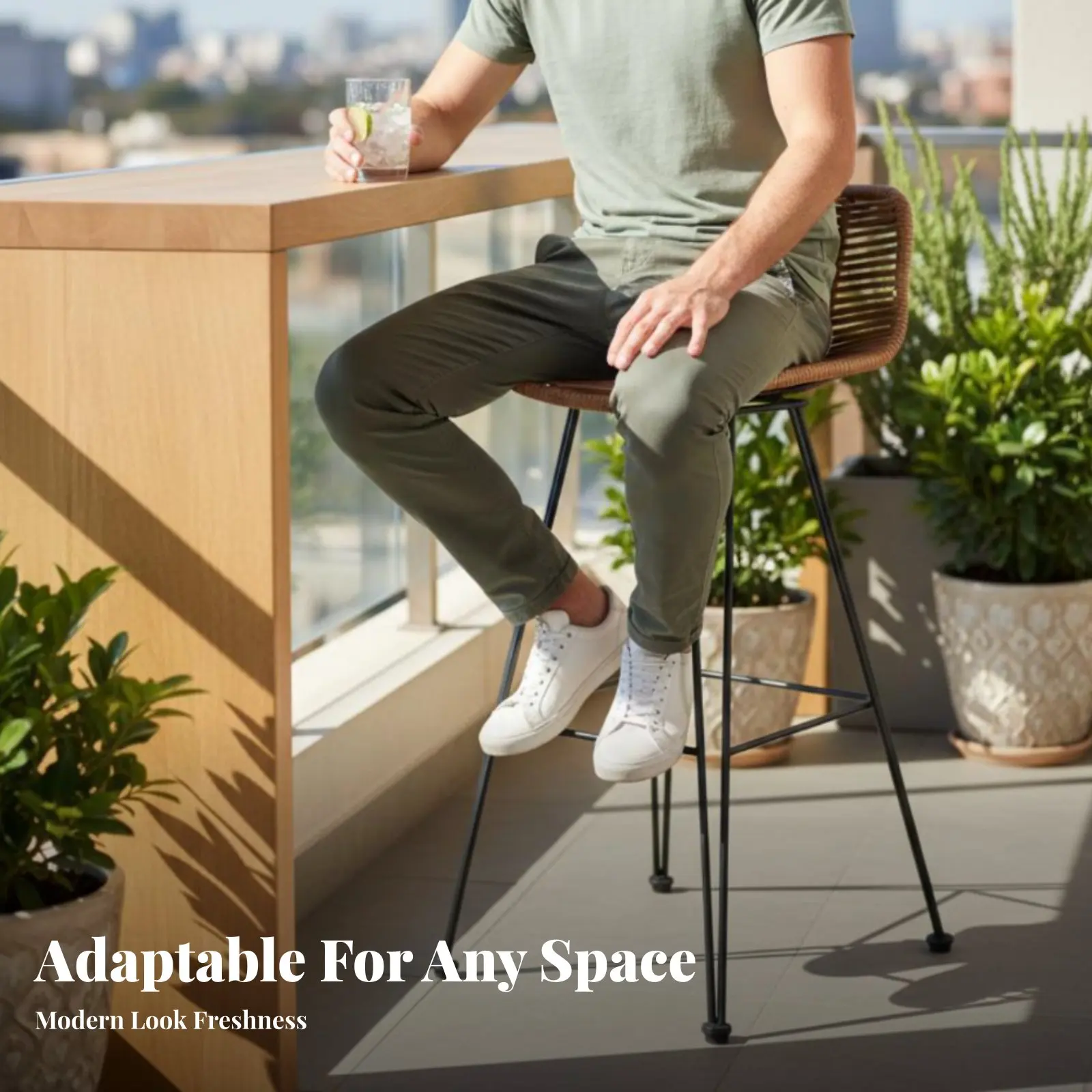 Woven High Stool Weather Resistant Woven Highrear Support Stool Breathable Weave Built-in Footrest for Bar Owners, Cafe, Deck
Woven High Stool Weather Resistant Woven Highrear Support Stool Breathable Weave Built-in Footrest for Bar Owners, Cafe, Deck