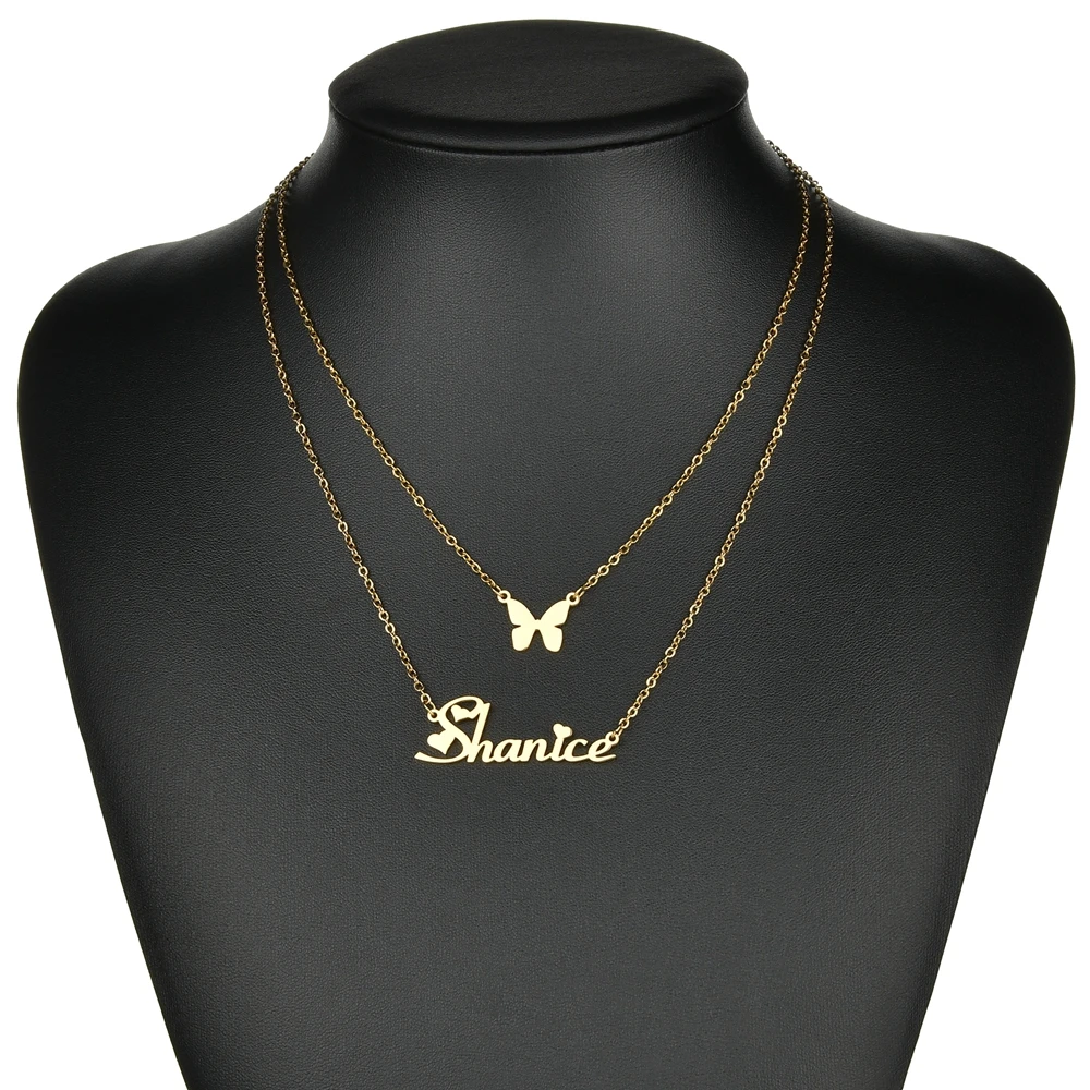 Customized Stainless Steel Name Double layer Necklace Custom Personalized Letter Choker Necklace Pendant Women Nameplate Gift
Customized Stainless Steel Name Double layer Necklace Custom Personalized Letter Choker Necklace Pendant Women Nameplate Gift