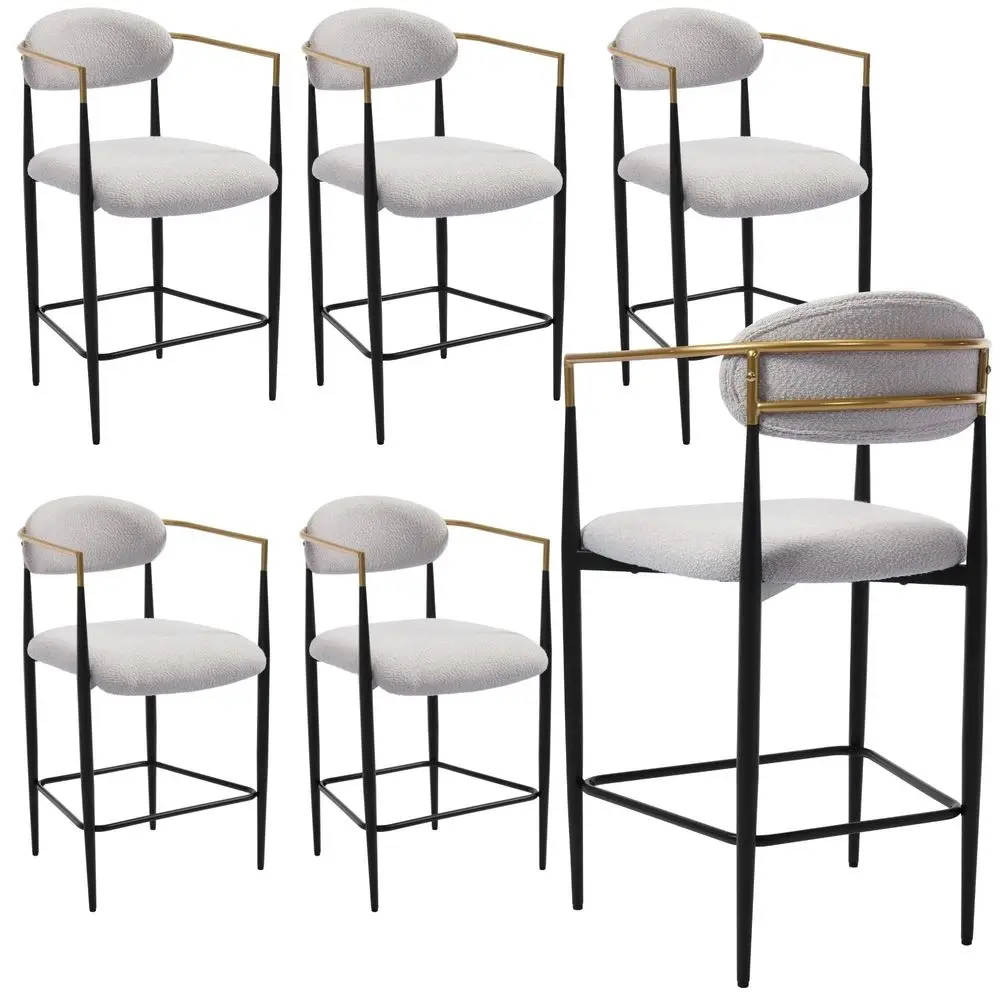 Counter Height Bar Stools Set of 6, 25 Upholstered Boulce Counter Stools with Arms, Mid Century Island Chairs with Back and Met
Counter Height Bar Stools Set of 6, 25 Upholstered Boulce Counter Stools with Arms, Mid Century Island Chairs with Back and Met