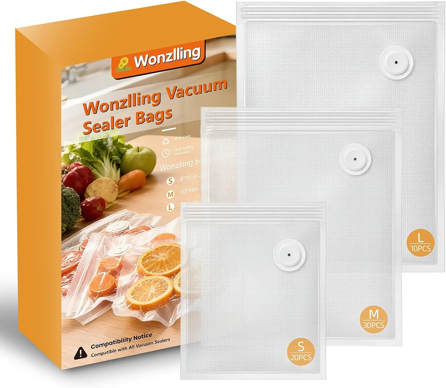 Vacuum Sealer Bags for Food, 60 Pcs (S+M+L) 8" x 10" and 10" x 13.8" and 11.8" x 13.8" Food Storage Bags for Sous Vide Cookin
Vacuum Sealer Bags for Food, 60 Pcs (S+M+L) 8" x 10" and 10" x 13.8" and 11.8" x 13.8" Food Storage Bags for Sous Vide Cookin