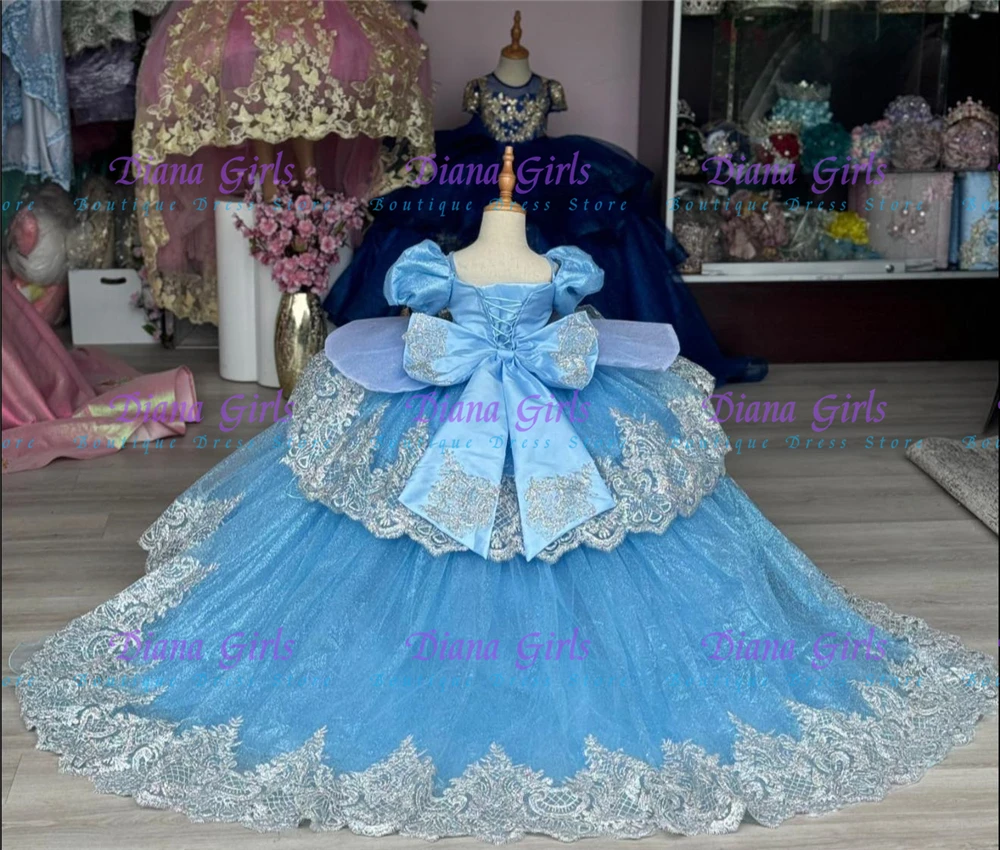 Quality Gorgeous Blue Tulle Fluffy Flower Girls Dress Applique with Long Tail for Wedding Birthday Party Evening Ball Gowns
Quality Gorgeous Blue Tulle Fluffy Flower Girls Dress Applique with Long Tail for Wedding Birthday Party Evening Ball Gowns
